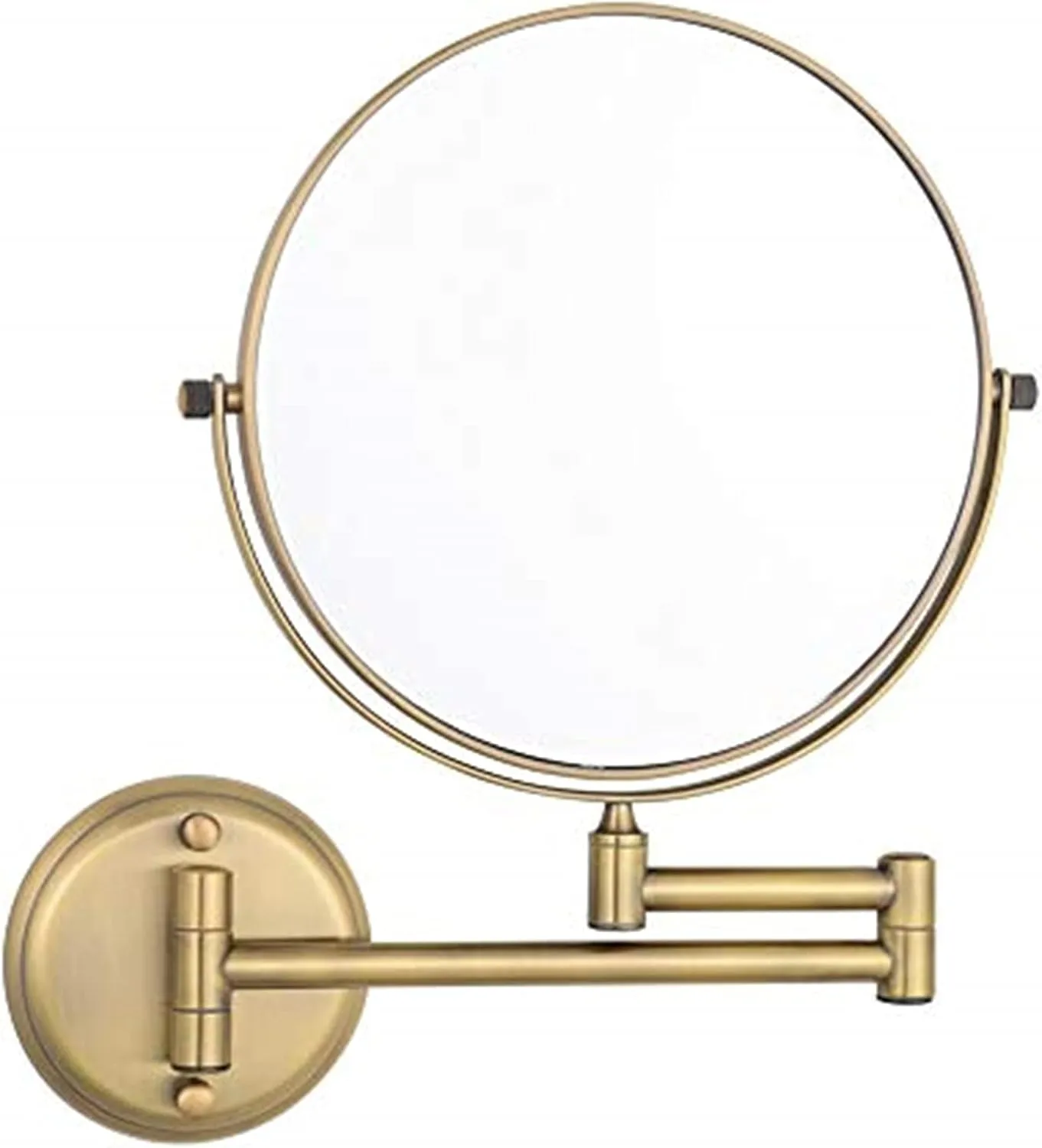 Wall Mounted Makeup Mirror, 1X＆3X/5X/7X/10X Magnification Vanity Mirrors, 8 Inch Double Sided Folding Swivel Cosmetic Shaving Mirrors,Bronze,7X