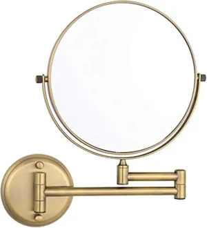 Wall Mounted Makeup Mirror, 1X＆3X/5X/7X/10X Magnification Vanity Mirrors, 8 Inch Double Sided Folding Swivel Cosmetic Shaving Mirrors,Bronze,7X