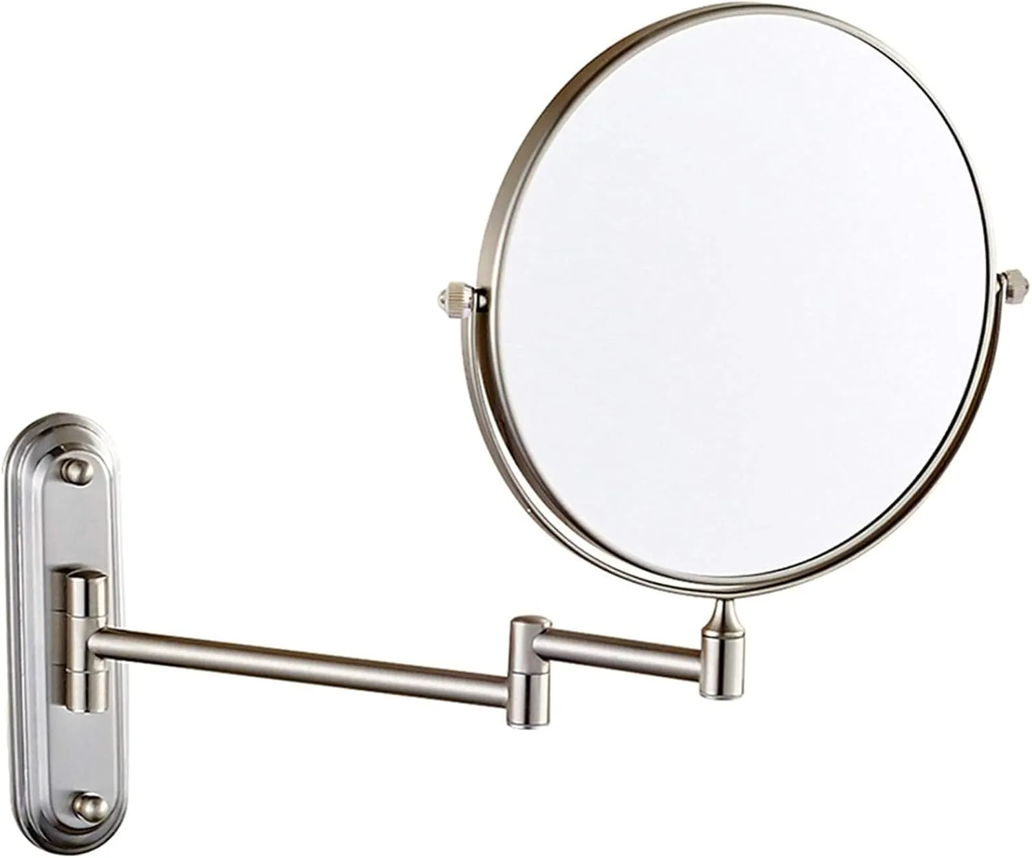 Wall- Mounted Makeup Mirror, 8 Inch Brass Magnifying Double Sided Shaving Mirror, Bathroom Extendable 360° Swivel Cosmetic Vanity Mirror(Brass,5X)