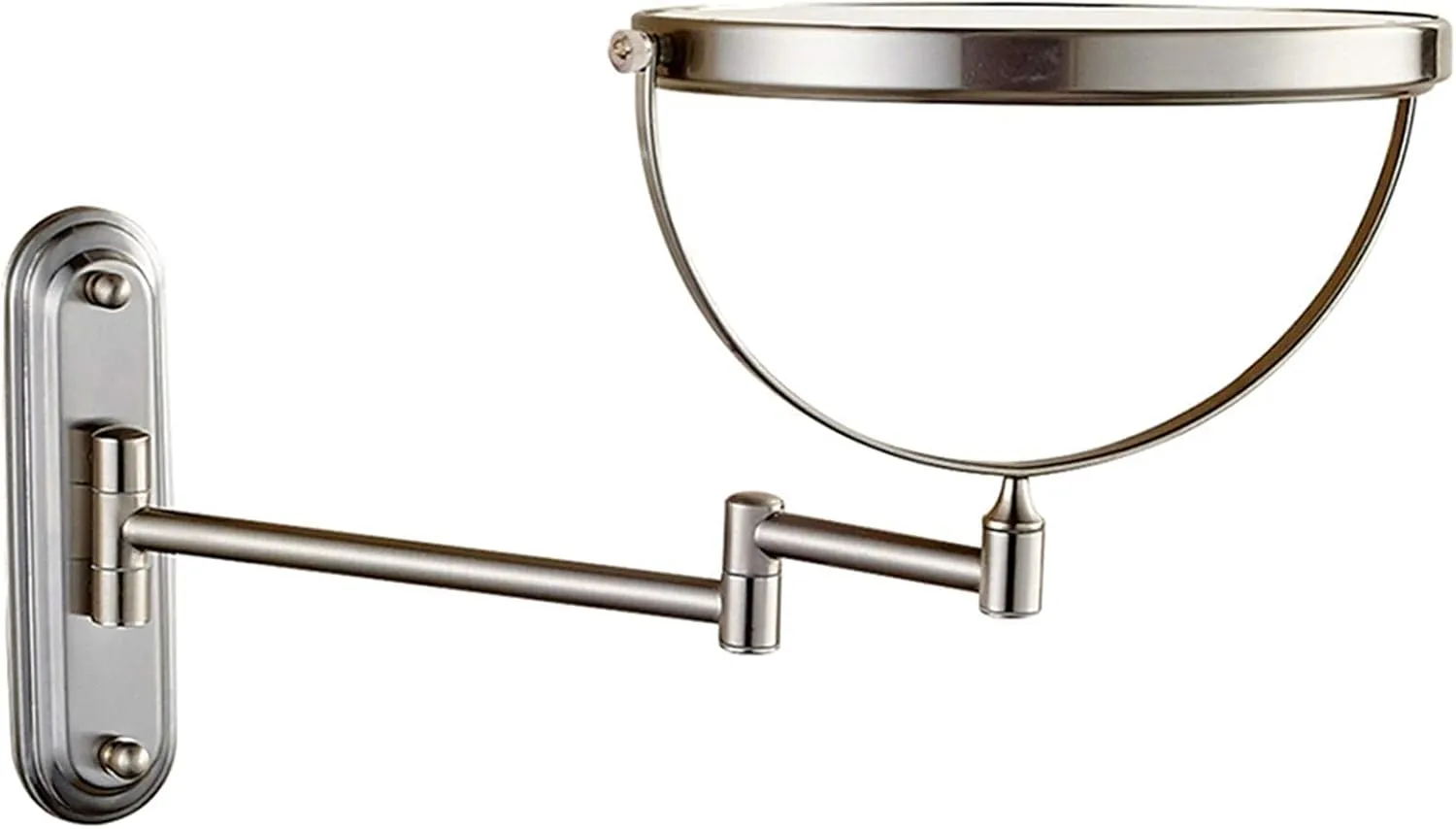 Wall- Mounted Makeup Mirror, 8 Inch Brass Magnifying Double Sided Shaving Mirror, Bathroom Extendable 360° Swivel Cosmetic Vanity Mirror(Brass,5X)