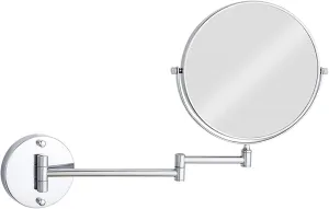 Wall Mounted Makeup Mirror, 8 inch Chrome Finish Double Sided Magnifying Shaving Mirror, Swivel Extendable Bathroom Round Vanity Mirrors,5X (Color : 3X)