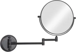 Wall Mounted Makeup Mirror, 8 inch Double Sided Magnifying Shaving Mirror, Rotatable Extendable Bathroom Round Vanity Mirrors,Bronze,7X (Color : Black, Size : 7X)