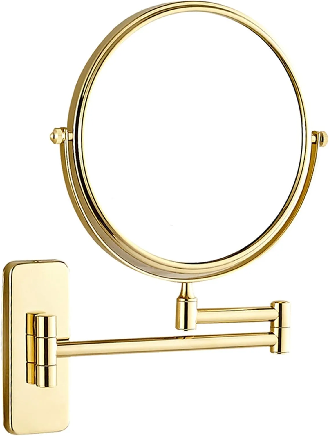 Wall Mounted Makeup Mirror 8 inch Gold Finish Double-Sided Magnifying Shaving Mirror Extendable Bathroom Round Cosmetic Vanity MirrorsGold 5X(5X)