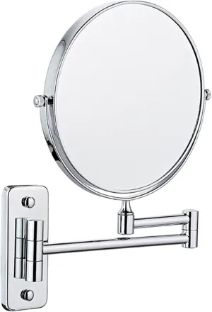 Wall Mounted Makeup Mirror, 8Inch Double Sided Shaving Mirror with Magnifaction, 360 Swivel Extendable Arm Bathroom Vanity Mirrors,Gold,3X (Color : Silver, Size : 5X)