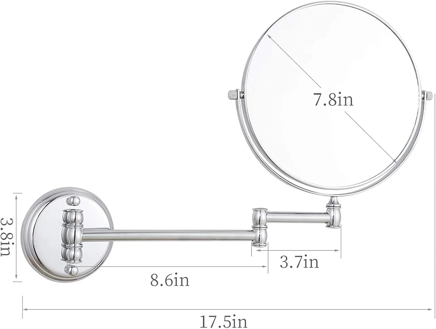 Wall Mounted Makeup Mirror, Double Sided 1X/10X Magnify Mirror 360 Swivel Shaving Mirror, Extendable Bathroom Vanity Mirrors,Rose Gold