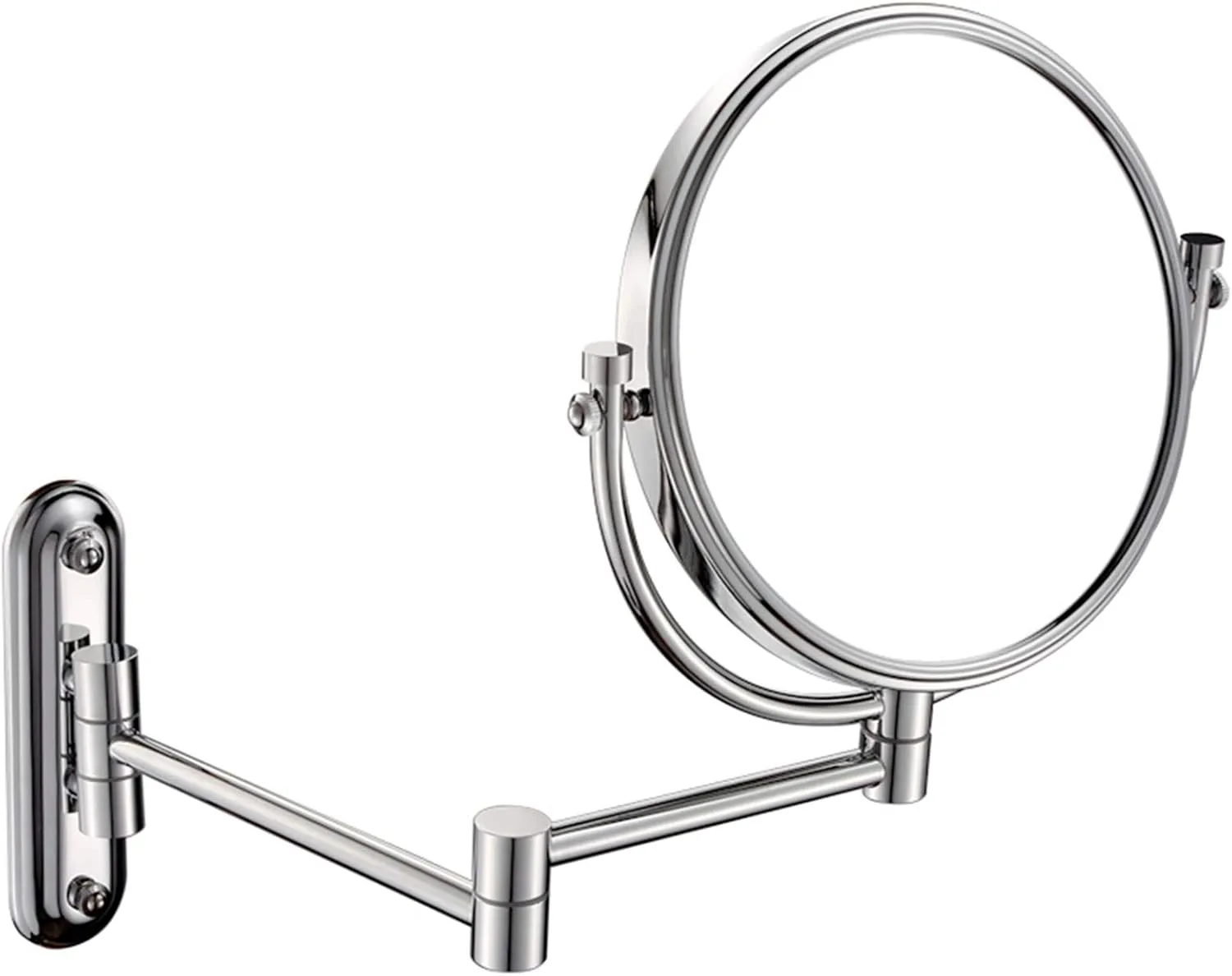 Wall Mounted Makeup Mirrors, 8 Inch Chrome Double Sided Vanity Mirrors with Magnifying, Bathroom Flexible Extendable 360° Swivel Cosmetic Mirrors,7X (Color : 10x)