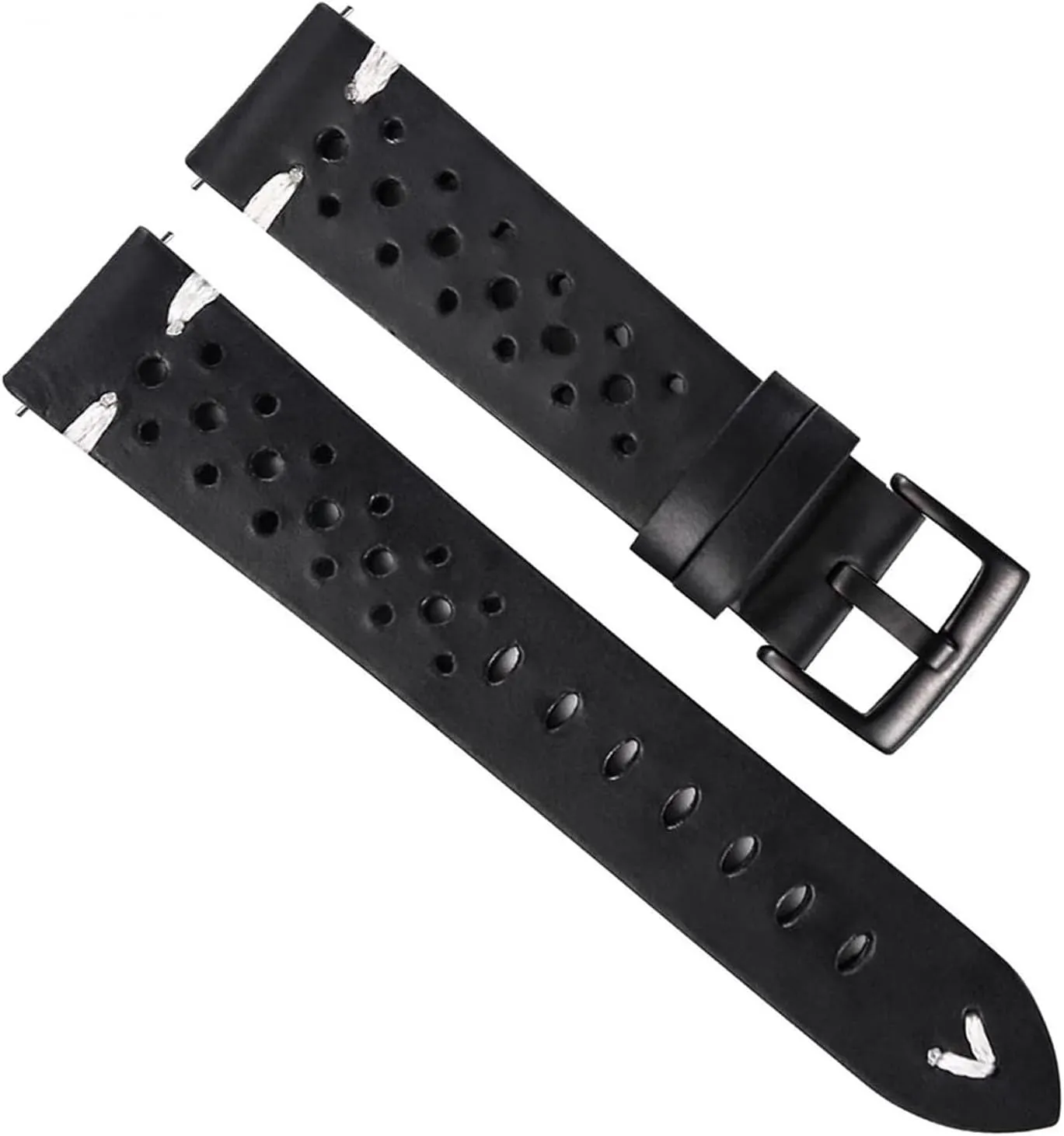 Watch Band Strap Porous Dark Brown Handmade Oil Wax Leather Watch Strap for Women Men