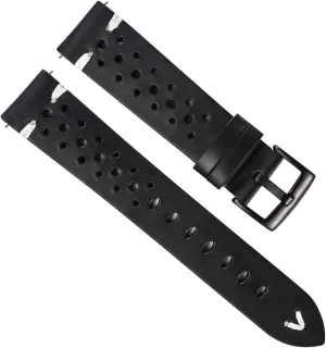 Watch Band Strap Porous Dark Brown Handmade Oil Wax Leather Watch Strap for Women Men
