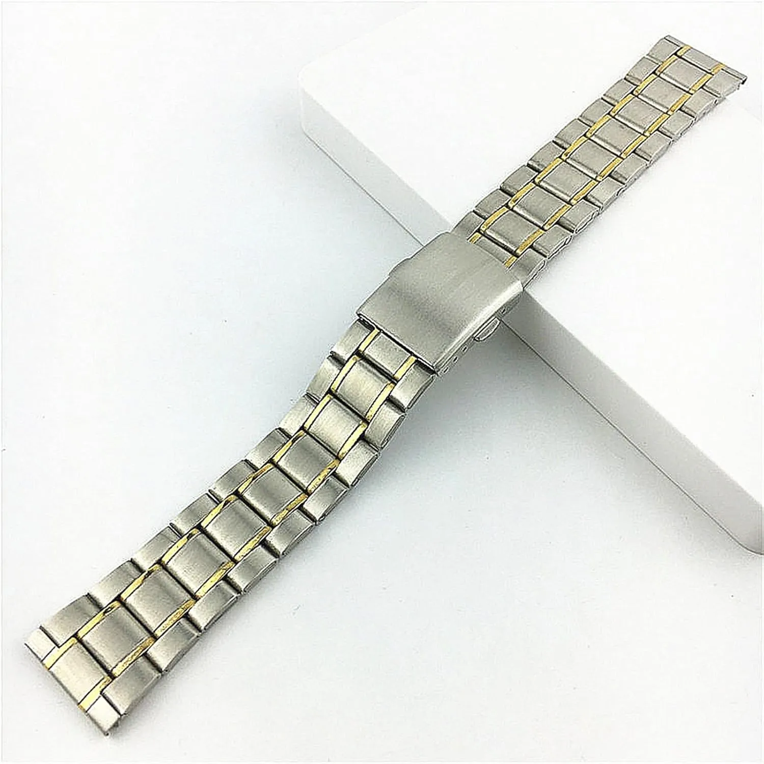 Watch Strap Metal Stainless Steel Replacement Strap Watch Band Flat Buckle Wrist Band Silver Gold, Silver, 12 14 16 18 20 22Mm /14Mm/Silver Go