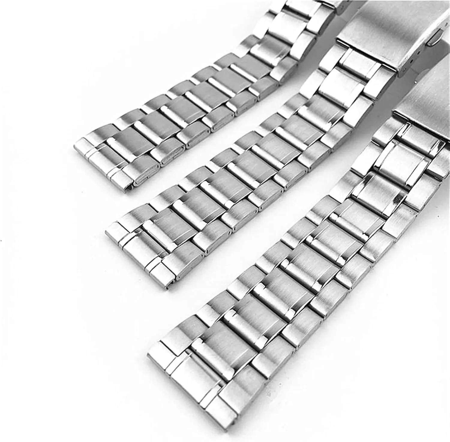 Watch Strap Metal Stainless Steel Replacement Strap Watch Band Flat Buckle Wrist Band Silver Gold, Silver, 12 14 16 18 20 22Mm /14Mm/Silver Go