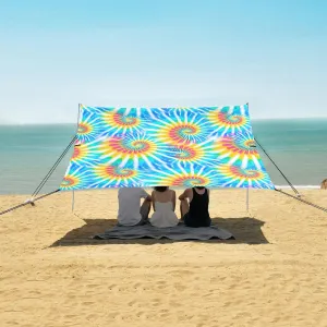 Watercolor Tie Dye Background Beach Canopy Tent Anti-UV & Wind Resistant, Camping Sun Shelter Easy Setup Portable,Outdoor Shade Tents with Sandbags,Sand Shovels,Ground Pegs & Stability Poles