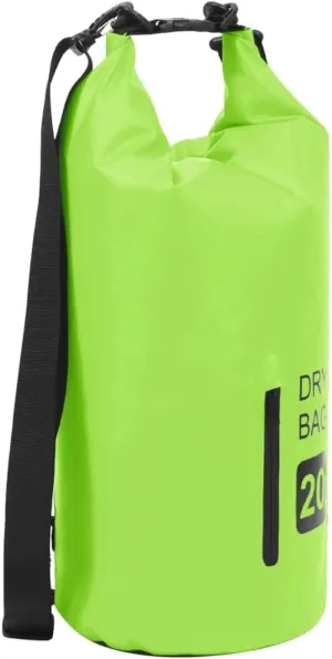 Waterproof Dry Bag with Zipper, Lightweight PVC Material for Outdoor Activities, 5.3 Gallon Capacity, Green and Black