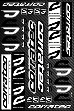 Waterproof Motorcycle Sticker Set Compatible with Corratec, Precision Cut Around Shape, Sheet Size 30x20cm - CC091