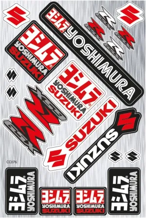 Waterproof Motorcycle Sticker Set Compatible with Suzuki Yoshimura, Precision Cut Around Shape, Sheet Size 30x20cm, CC076