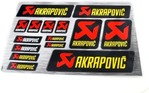 Waterproof Motorcycle Sticker Set Made for Akrapovic, Precision Cut Around Shape, Sheet Size 30x20cm - CC031