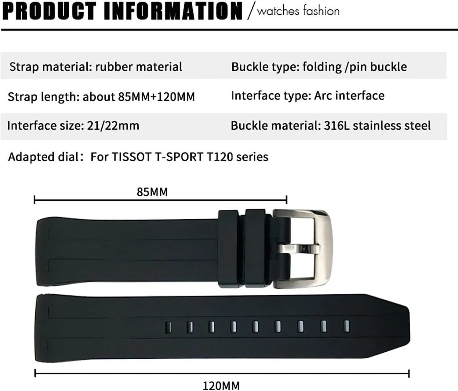Waterproof Rubber Watchband for Tissot T120417 Sea Star 1000 Series Diving Watch Strap 22mm 21mm