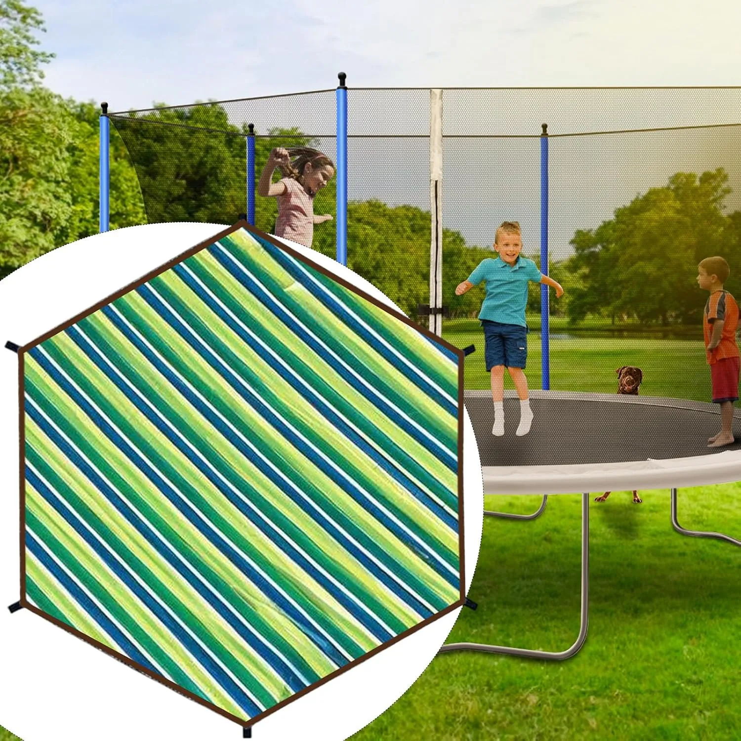 Waterproof UV Protection Trampoline Tent Cover | Trampoline Sunshade, Tear Resistant Tent, 12ft 14ft Soft Outdoor Sun Protection Cover, Outdoor Backyard Garden Use, All Season Protection