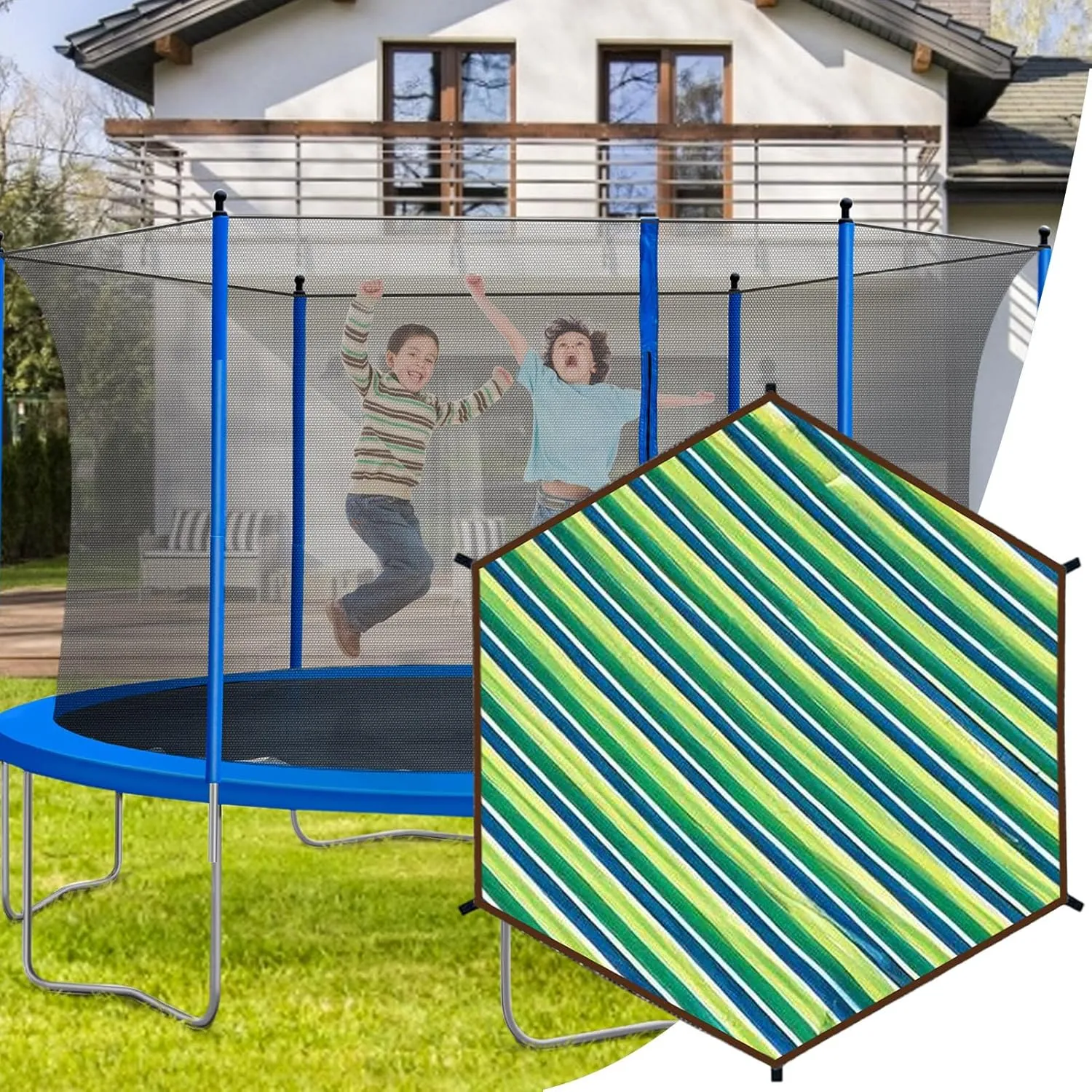 Waterproof UV Protection Trampoline Tent Cover | Trampoline Sunshade, Tear Resistant Tent, 12ft 14ft Soft Outdoor Sun Protection Cover, Outdoor Backyard Garden Use, All Season Protection