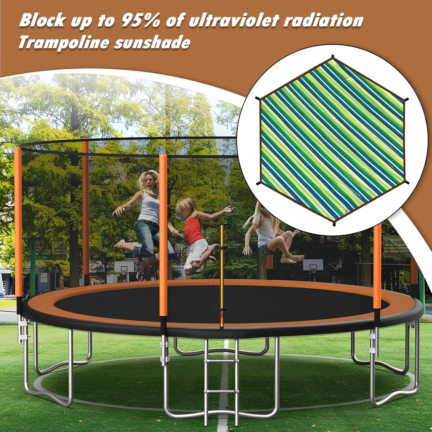 Waterproof UV Protection Trampoline Tent Cover | Trampoline Sunshade, Tear Resistant Tent, 12ft 14ft Soft Outdoor Sun Protection Cover, Outdoor Backyard Garden Use, All Season Protection