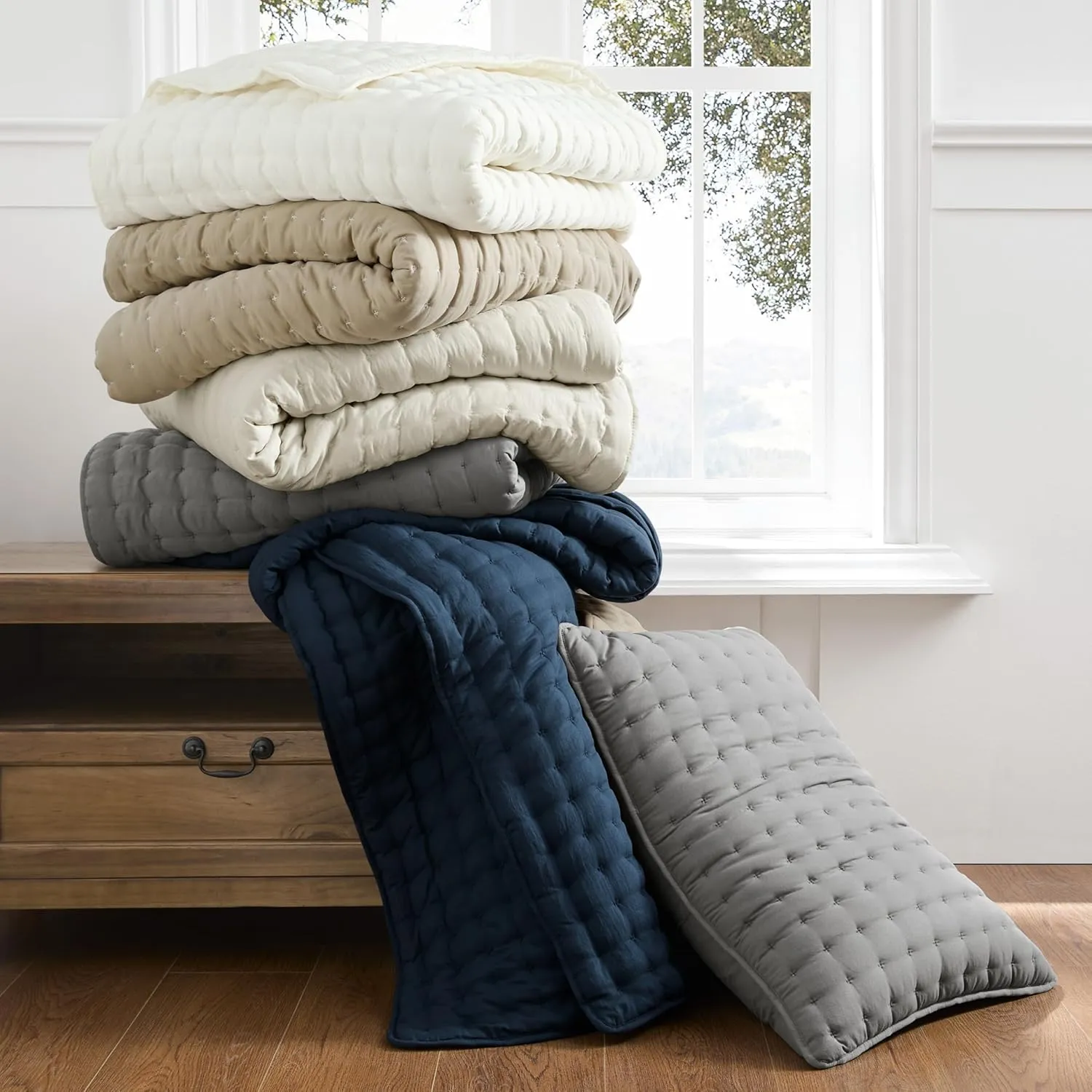 WDCOZY Dark Grey King Size Quilt Bedding Sets with Pillow Shams, Deep Lightweight Bedspread Coverlet, Quilted Blanket Thin Comforter Bed Cover, All Season Summer Spring, 3 Pieces, 104x90 inches