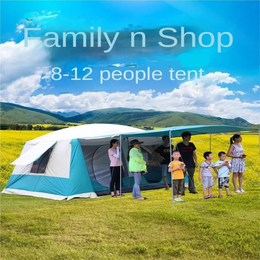 Weatherproof Tents Outdoor Tent for 5-8 People, Rainproof, Thickened, Two-Bedroom and One-Living Room Camping Folding Tent Camping and Hiking Tents