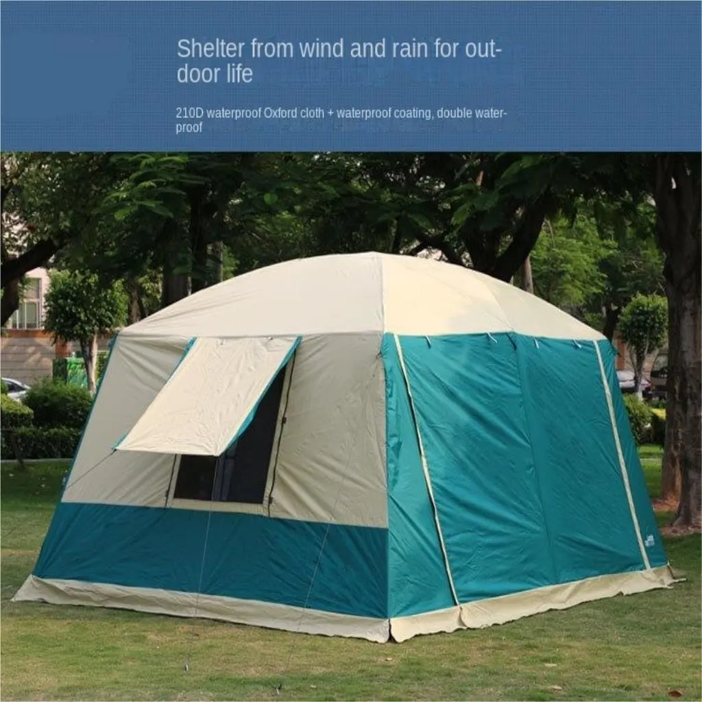 Weatherproof Tents Outdoor Tent for 5-8 People, Rainproof, Thickened, Two-Bedroom and One-Living Room Camping Folding Tent Camping and Hiking Tents