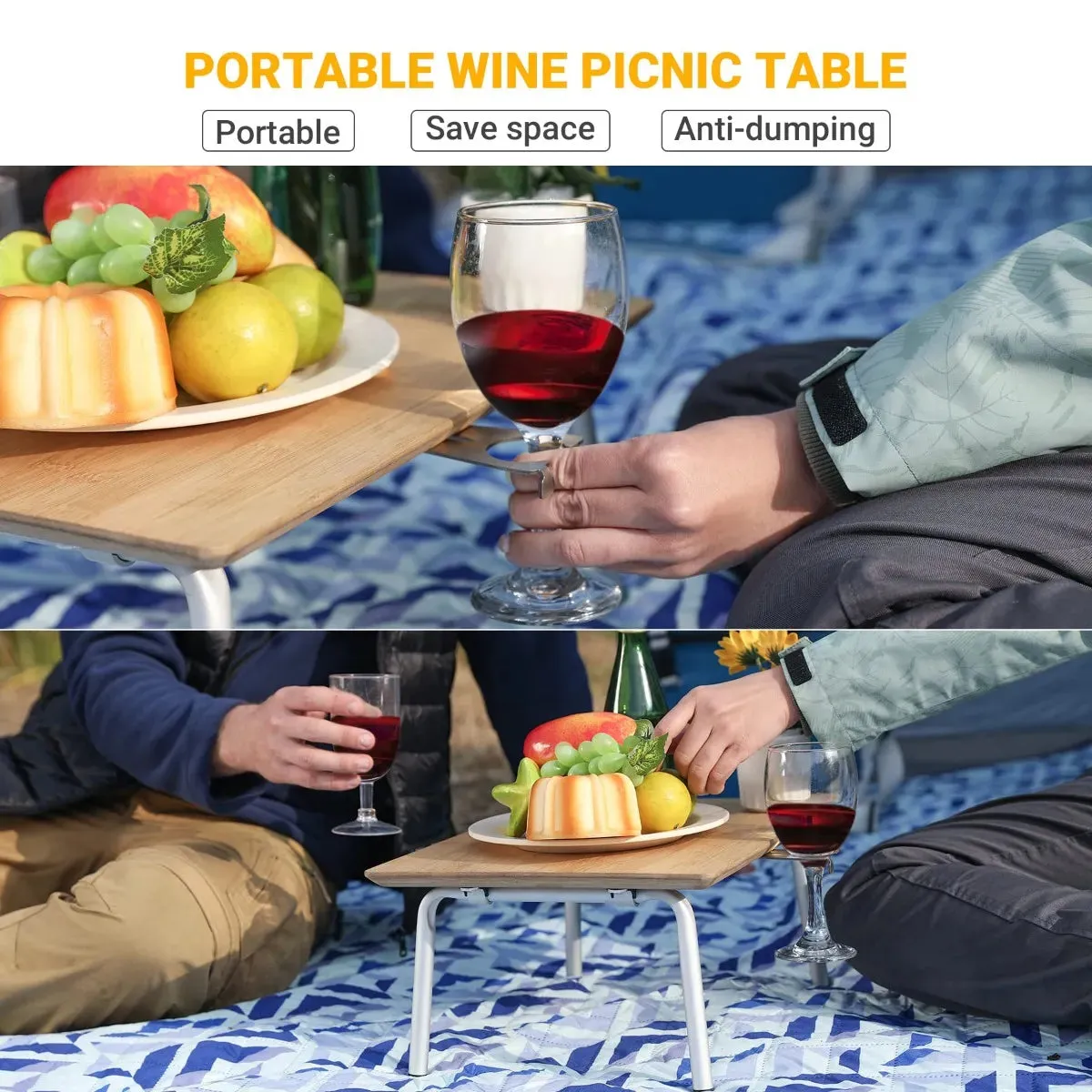 WEJOY BAMBOO 4030 Mini Bamboo Table with Glass Holder