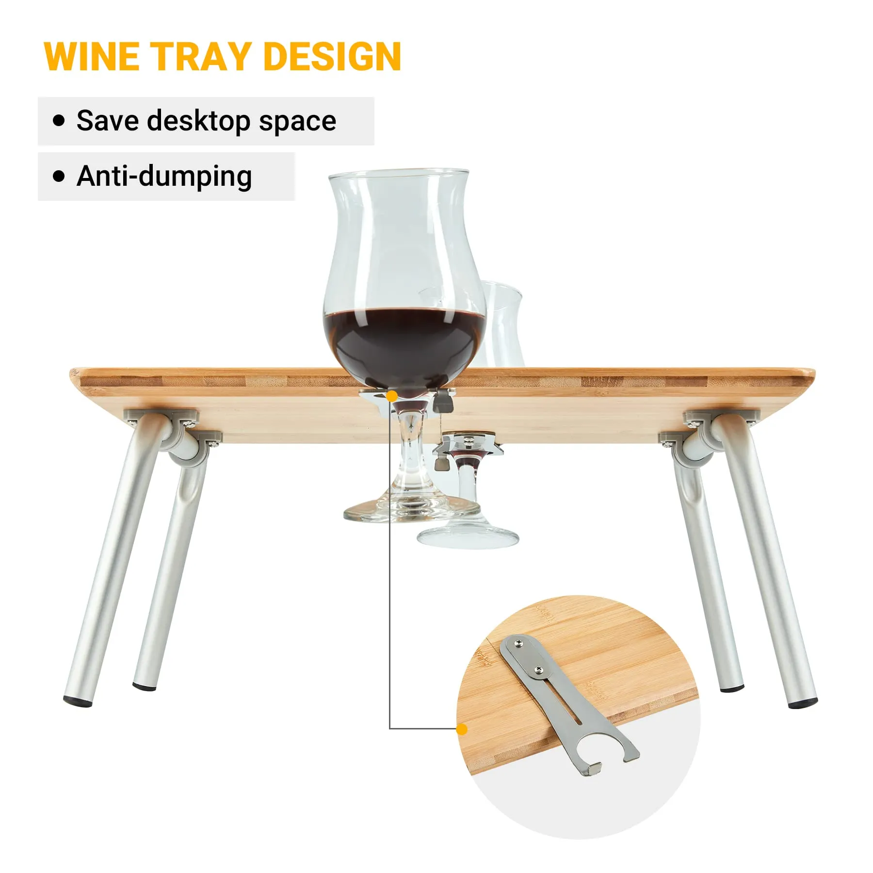 WEJOY BAMBOO 4030 Mini Bamboo Table with Glass Holder