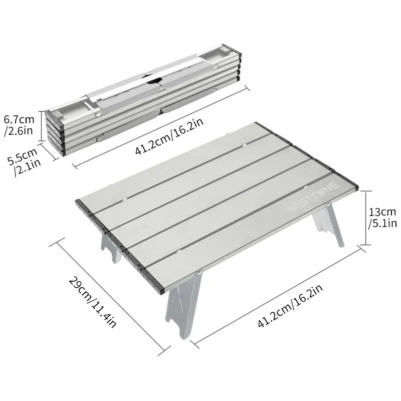 WEST TUNE Mini Camping Table Ultralight Roll-Up Folding Aluminum for Outdoor Use