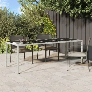 White Poly Rattan Garden Table, Adjustable Feet, Outdoor Furniture Dining, Camping, Picnic Table for Kitchen, Accommodate up to 10 Guests
