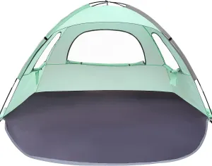 WhiteFang Beach Tent Anti-UV Portable Sun Shade Shelter for 3/4/6/8 Person, Extendable Floor with 3 Ventilating Mesh Windows Plus Carrying Bag, Stakes and Guy Lines