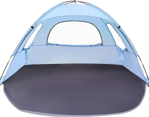 WhiteFang Beach Tent Anti-UV Portable Sun Shade Shelter for 3/4/6/8 Person, Extendable Floor with 3 Ventilating Mesh Windows Plus Carrying Bag, Stakes and Guy Lines