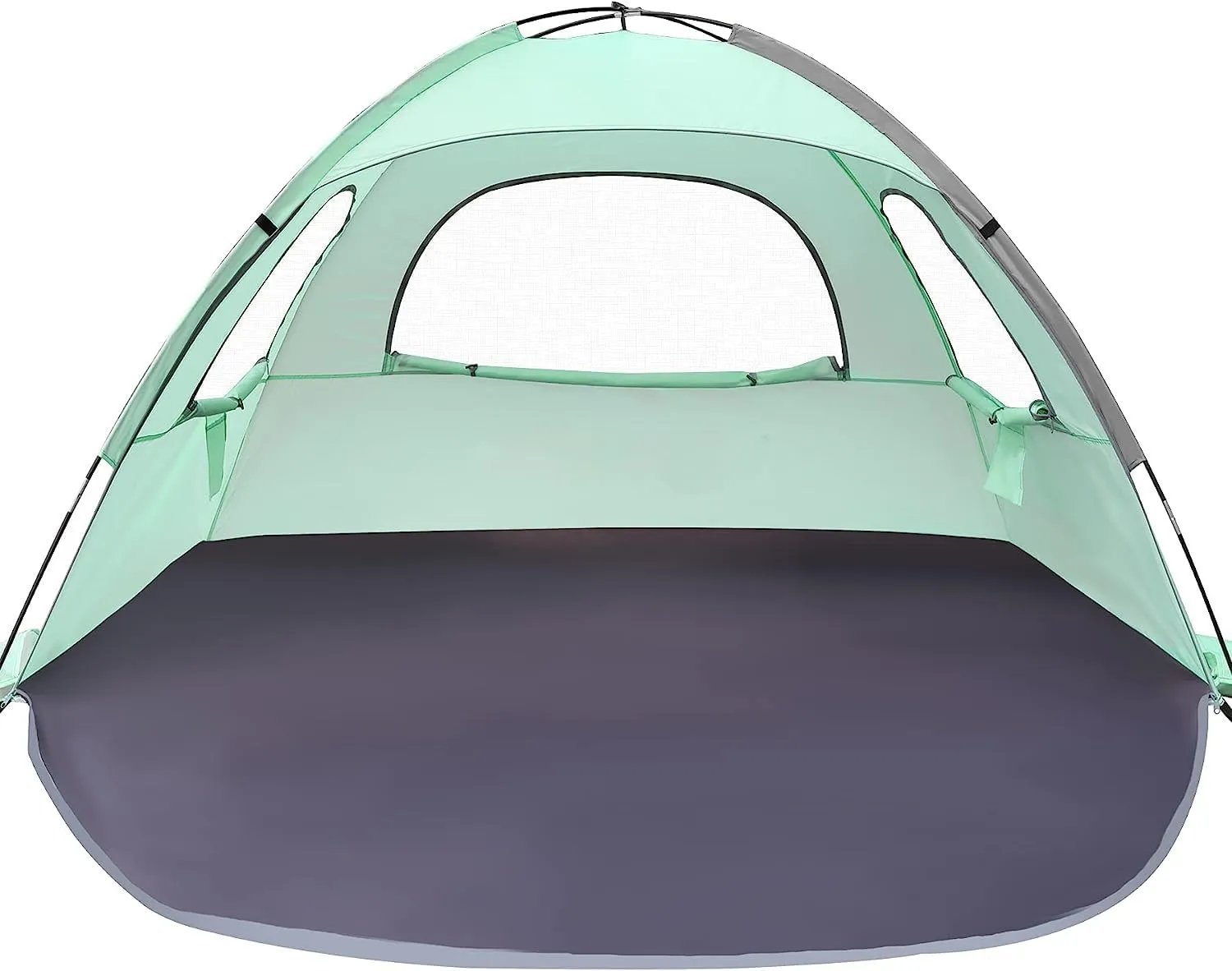 WhiteFang Beach Tent Anti-UV Portable Sun Shade Shelter for 3/4/6/8 Person, Extendable Floor with 3 Ventilating Mesh Windows Plus Carrying Bag, Stakes and Guy Lines