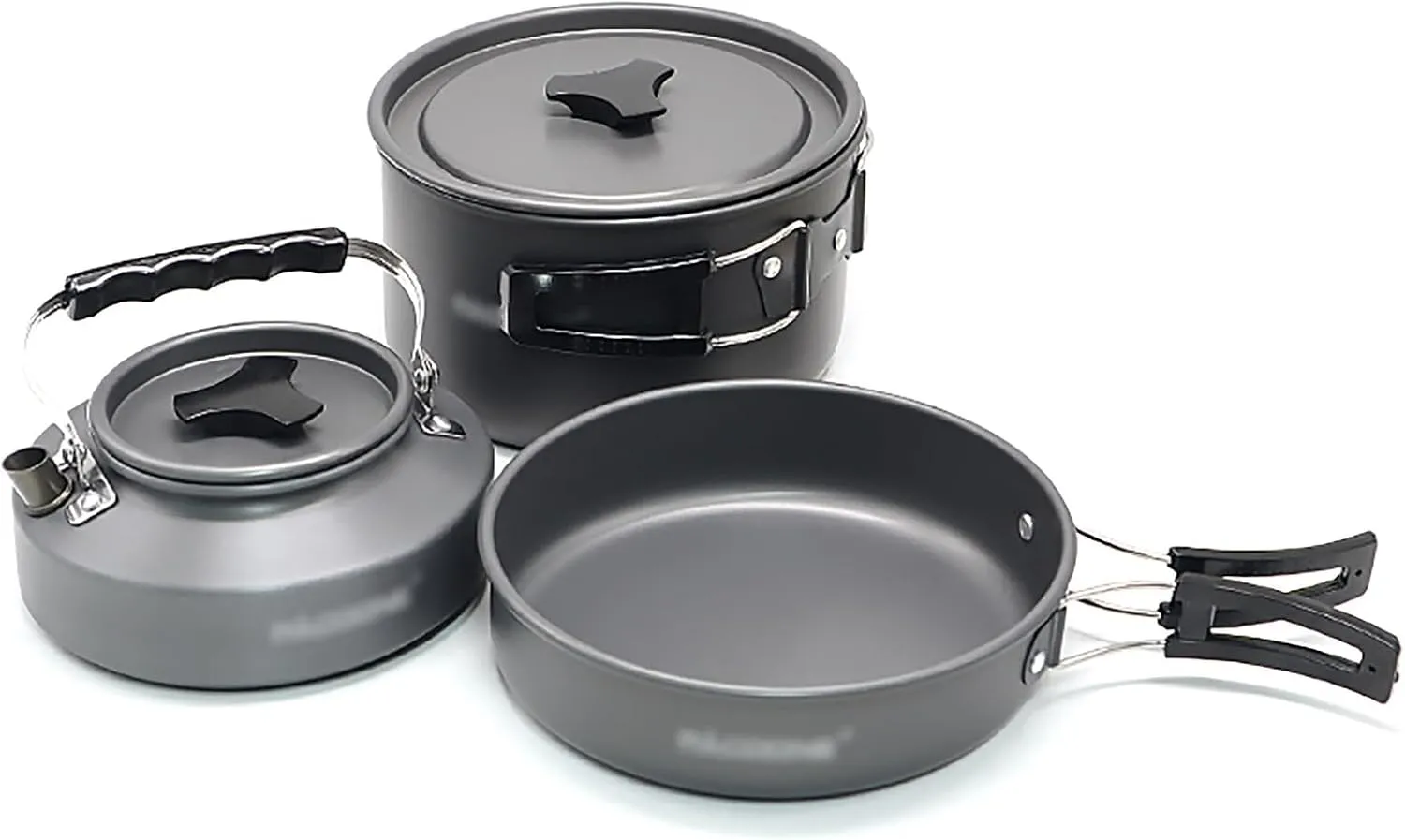 WHYATT Camping Cooking Set, Outdoor Camping Cookware Set, Folding Cookset Camping Teapot and Pans Set for Hiking, Picnic