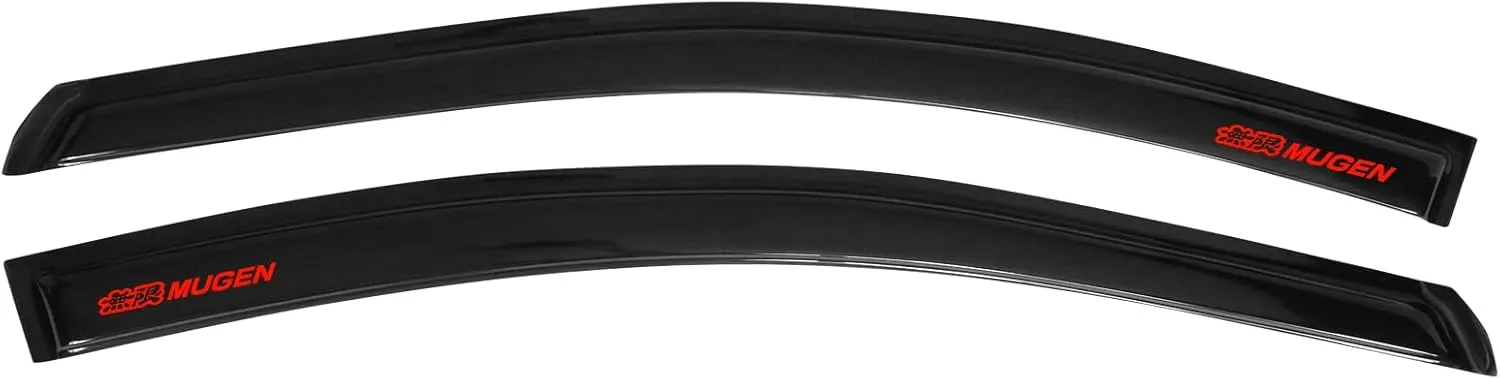 Window Visor Rain Guard Shade Compatible with 06-11 Civic 2DR Coupe, Side Window Vent Deflector, Dark Smoke Tinted Acrylic, JDM Tape On Style, 2006 2007 2008 2009 2010 2011, Red Mugen