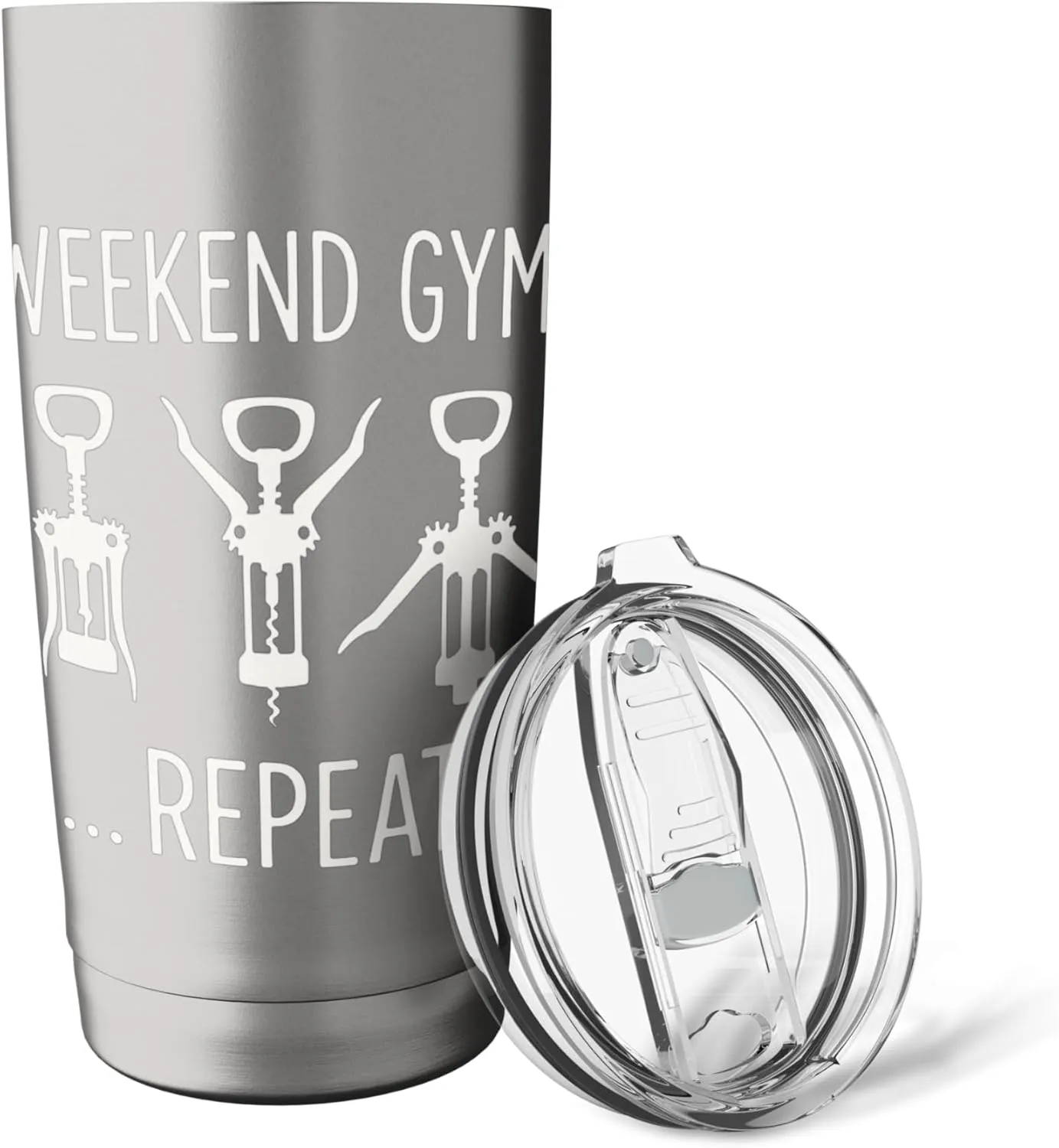 Wine Workout Funny Weekend Gym Corkscrew Exercise Fitness Stainless Steel Insulated Tumbler