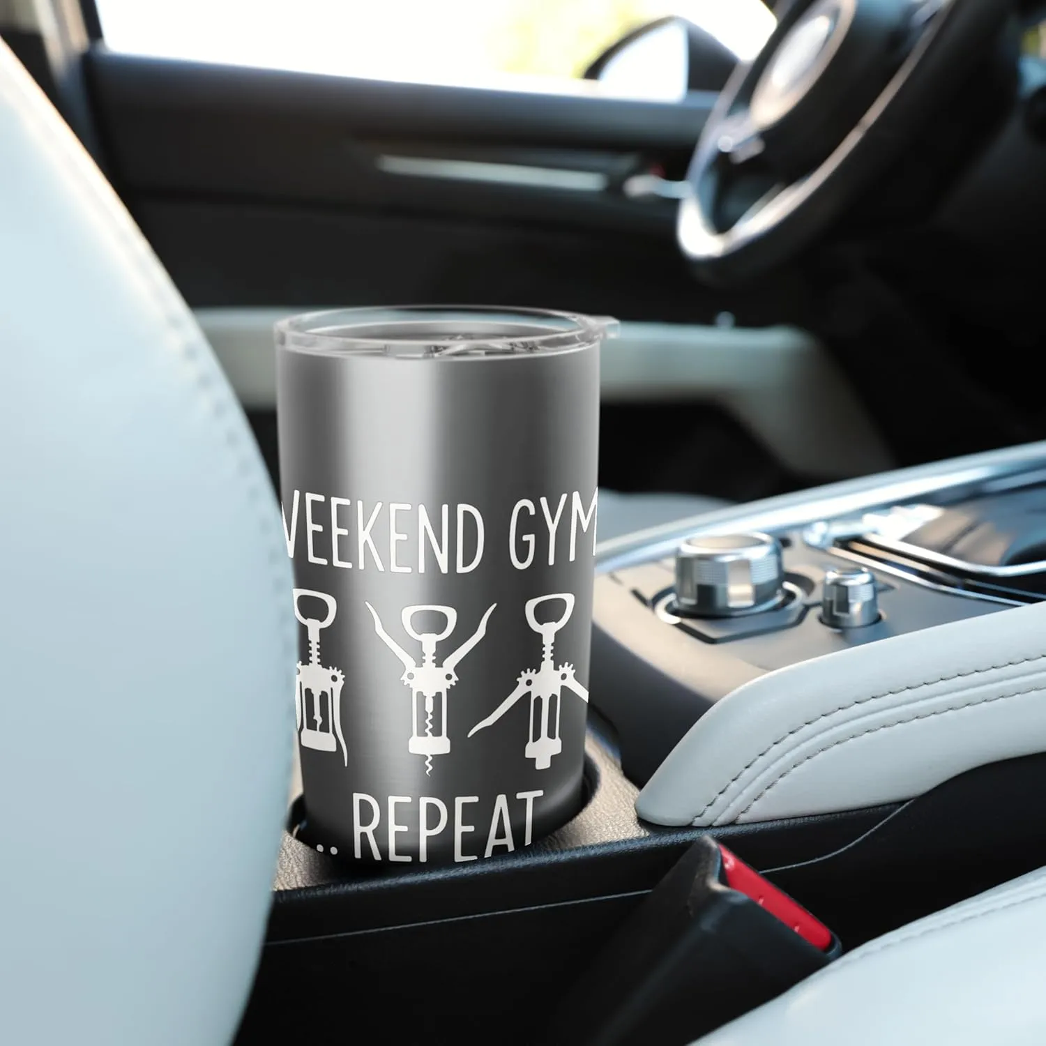 Wine Workout Funny Weekend Gym Corkscrew Exercise Fitness Stainless Steel Insulated Tumbler