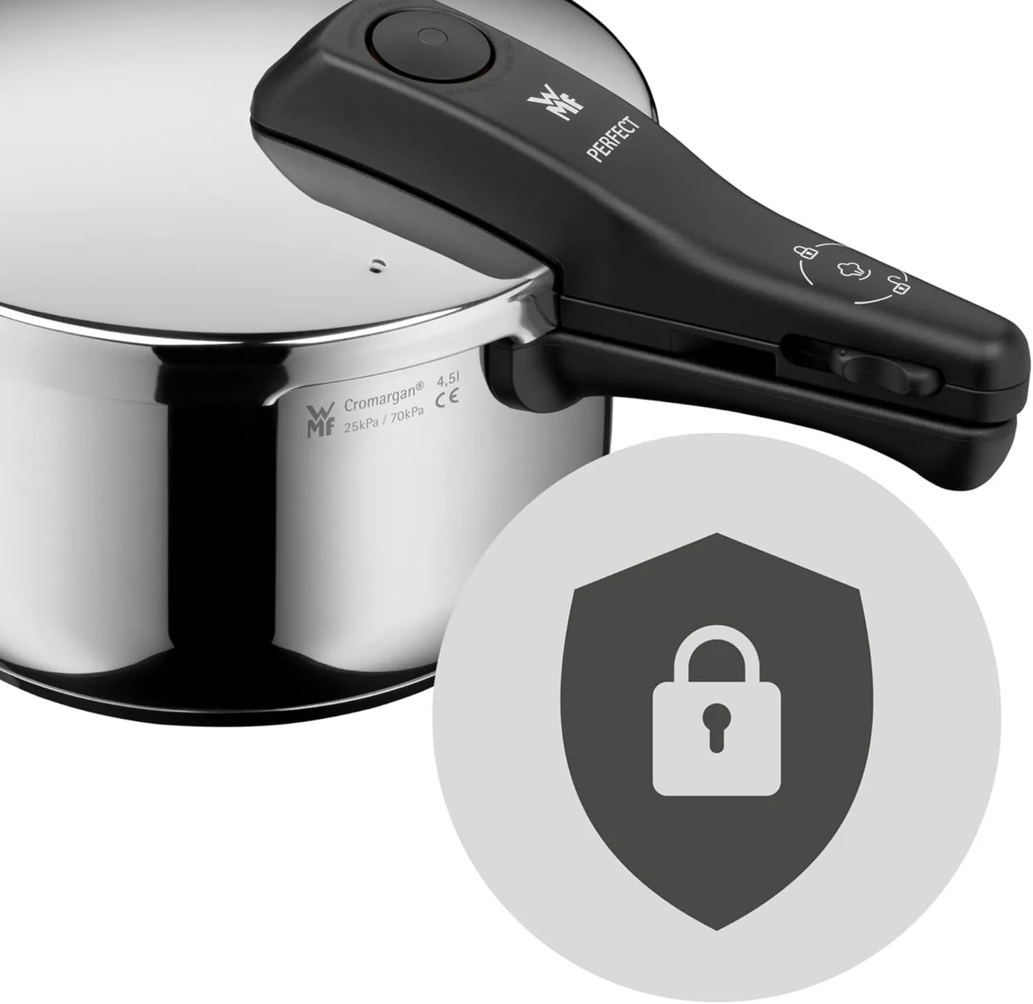 WMF Perfect Rapid Cooker Diameter 22 cm Diameter 6 Litres and a Half with Flame Protection, Cromargan Stainless Steel Suitable for Induction