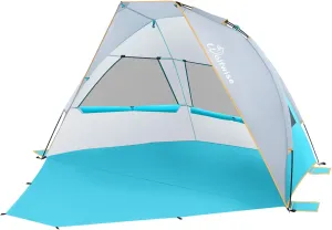 WolfWise 2-3 Person Portable Beach Tent UPF 50  Sun Shade Canopy Umbrella with Extendable Floor