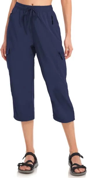 Women's Hiking Capris Pants Dri Fit UPF50  Outdoor Camping Travel Capri Elastic Waist Drawcord Active Joggers Capris