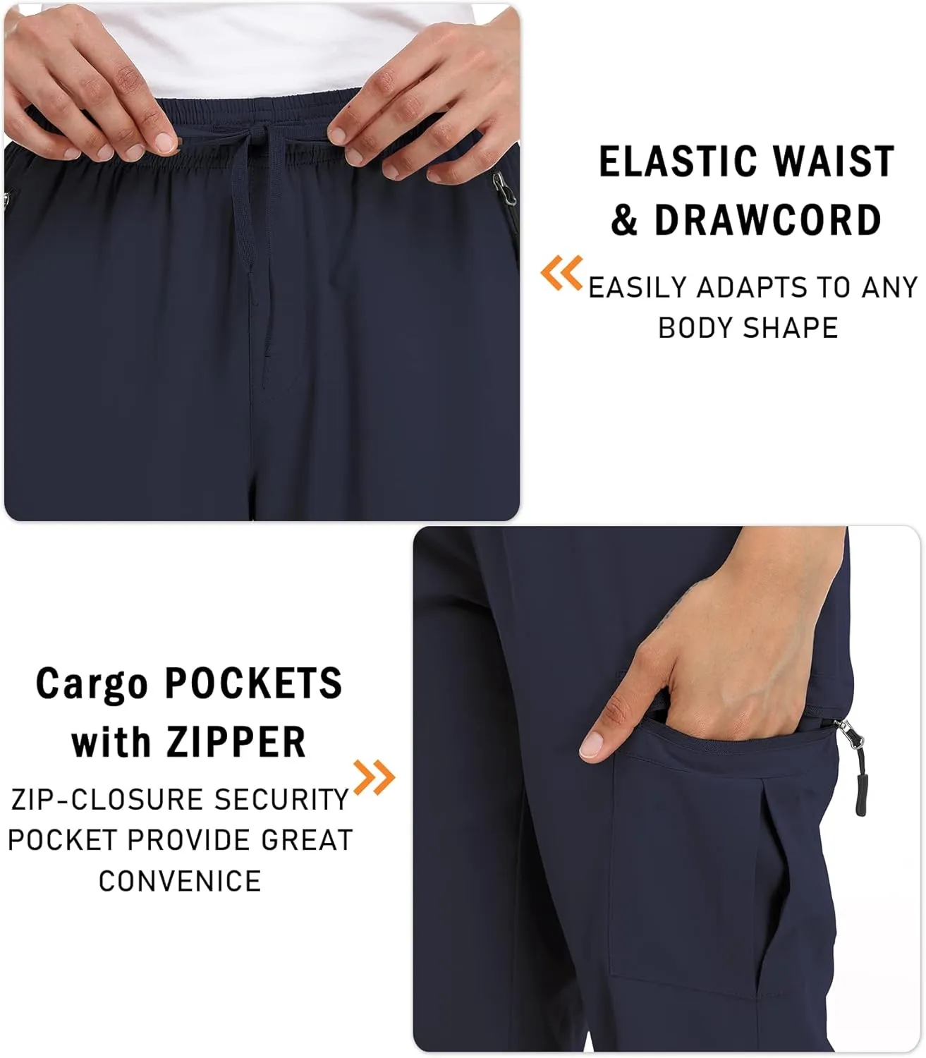 Women's Hiking Capris Pants Dri Fit UPF50  Outdoor Camping Travel Capri Elastic Waist Drawcord Active Joggers Capris