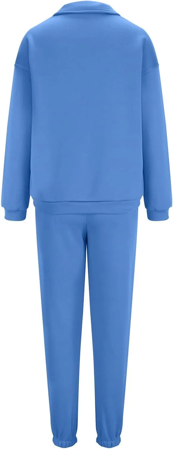 Womens Sweatsuits 2 Piece Set Petite Trendy 2024 Zip Up Plain Sweatsuits Casual Lightweight Track Suits With Pockets