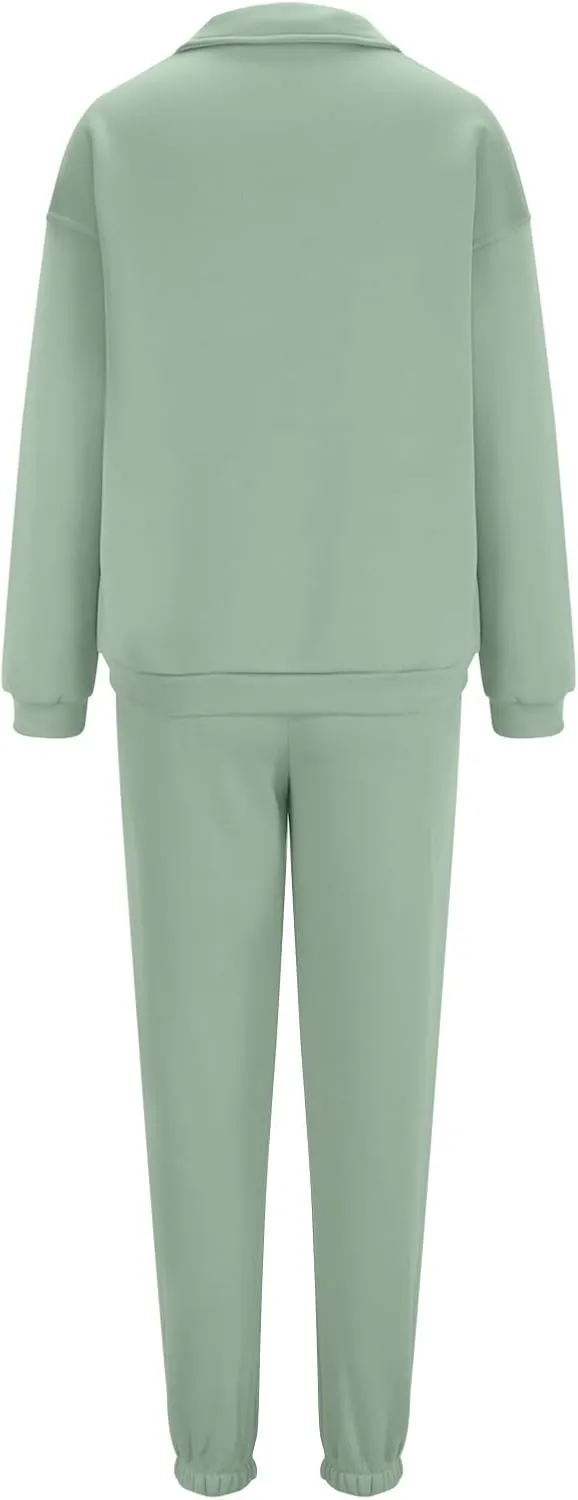 Womens Sweatsuits 2 Piece Set Petite Trendy 2024 Zip Up Plain Sweatsuits Casual Lightweight Track Suits With Pockets