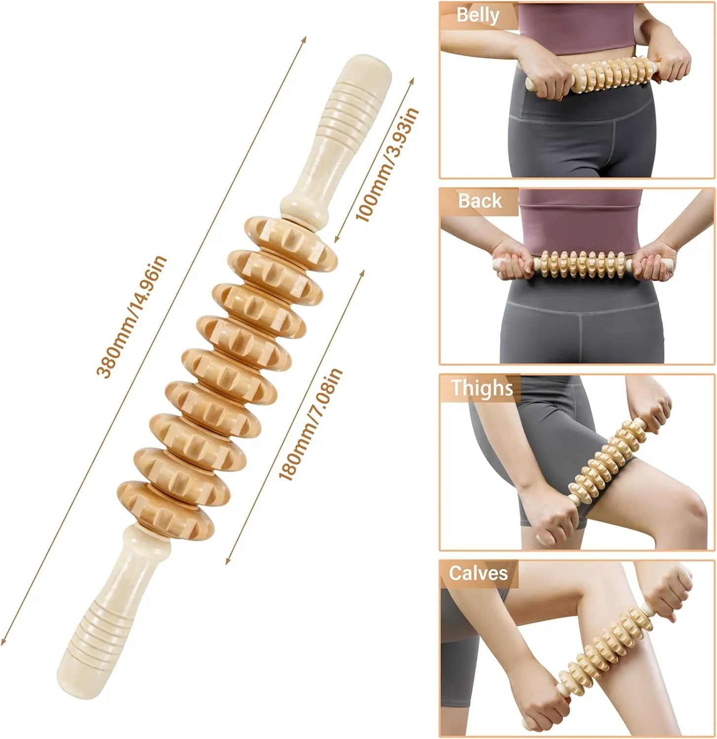 Wood Therapy Massage Tools 6-in-1 Lymphatic Drainage Massager Maderoterapia Kit,Wooden Massager Body Sculpting Tools,Wooden Gua Sha Kits,Body Contouring and Shaping