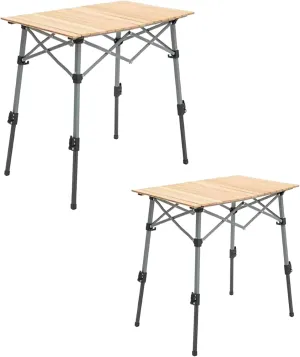 Wooden Camping Table Adjustable Height Camping Table Folding Picnic Tables Detachable Desktop with Carry Bag for Outdoor