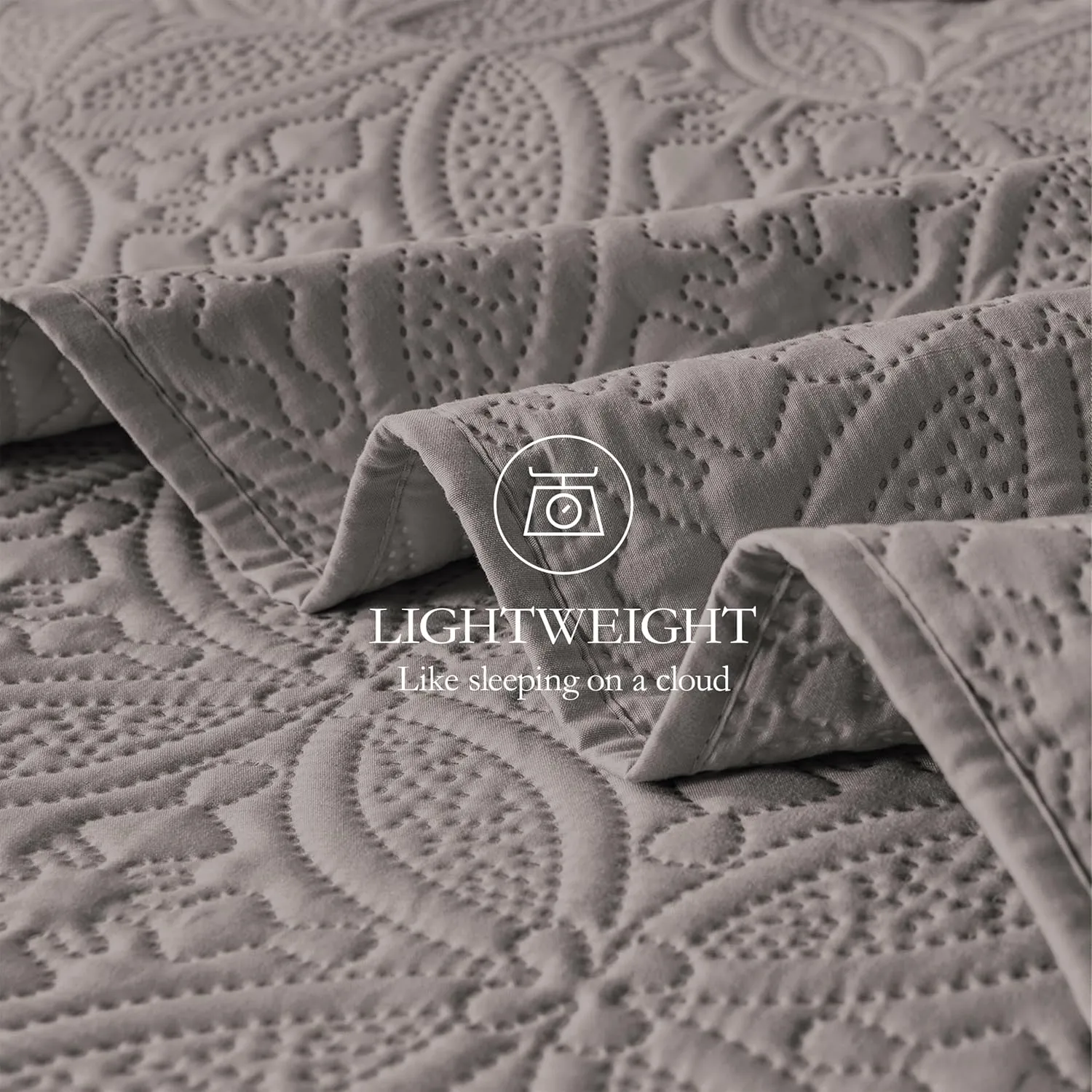 WURUIBO Twin Quilt Set Dark Gray, Microfiber Lightweight Bedspreads, Ultrasonic Embossed Solid Coverlet, Thin Bedding Set for All Season, Soft Breathable Bed Cover(1 Quilt, 1 Pillow Sham)