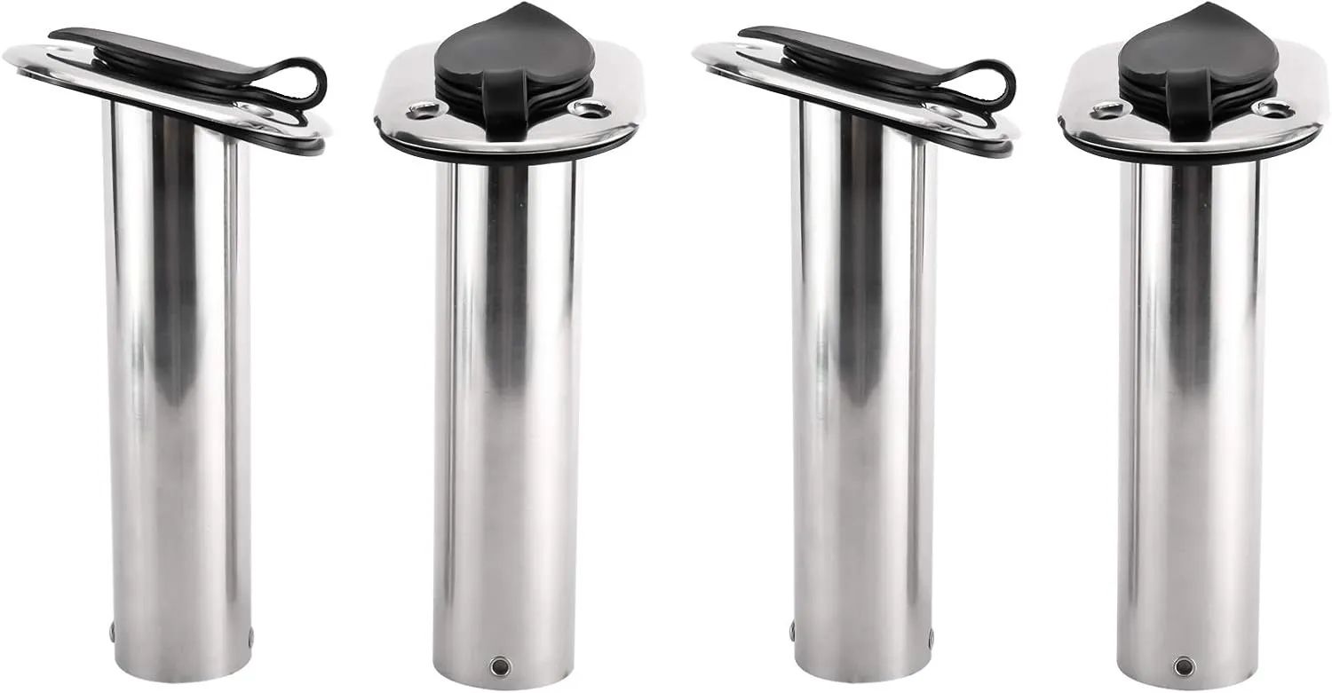YaeMarine 4Pcs Stainless Steel Rod Holders with Rubber Cap, Liner, Gasket