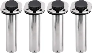 YaeMarine 4Pcs Stainless Steel Rod Holders with Rubber Cap, Liner, Gasket