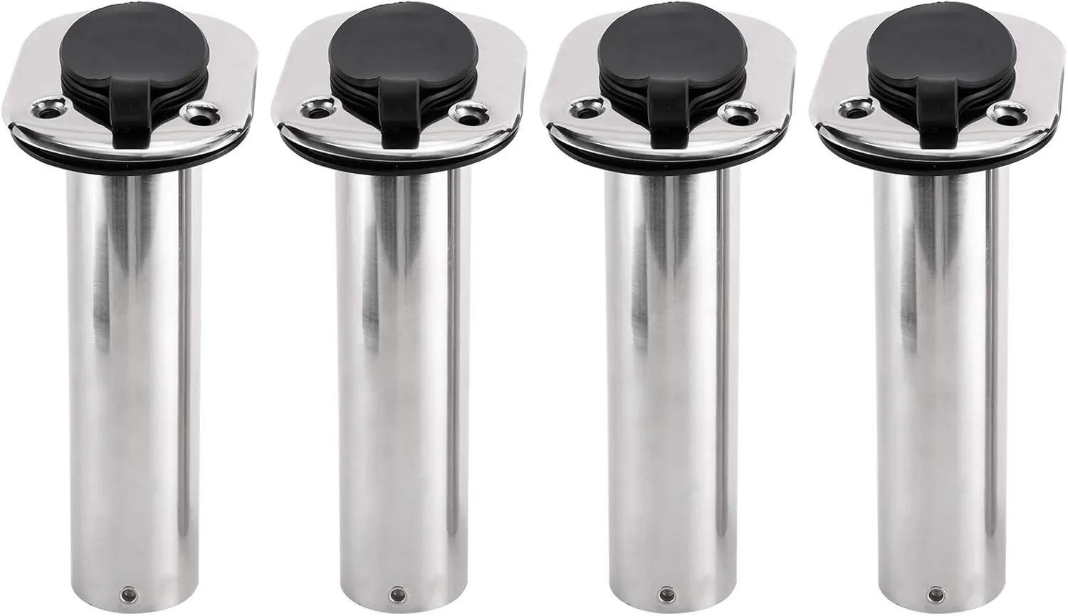 YaeMarine 4Pcs Stainless Steel Rod Holders with Rubber Cap, Liner, Gasket