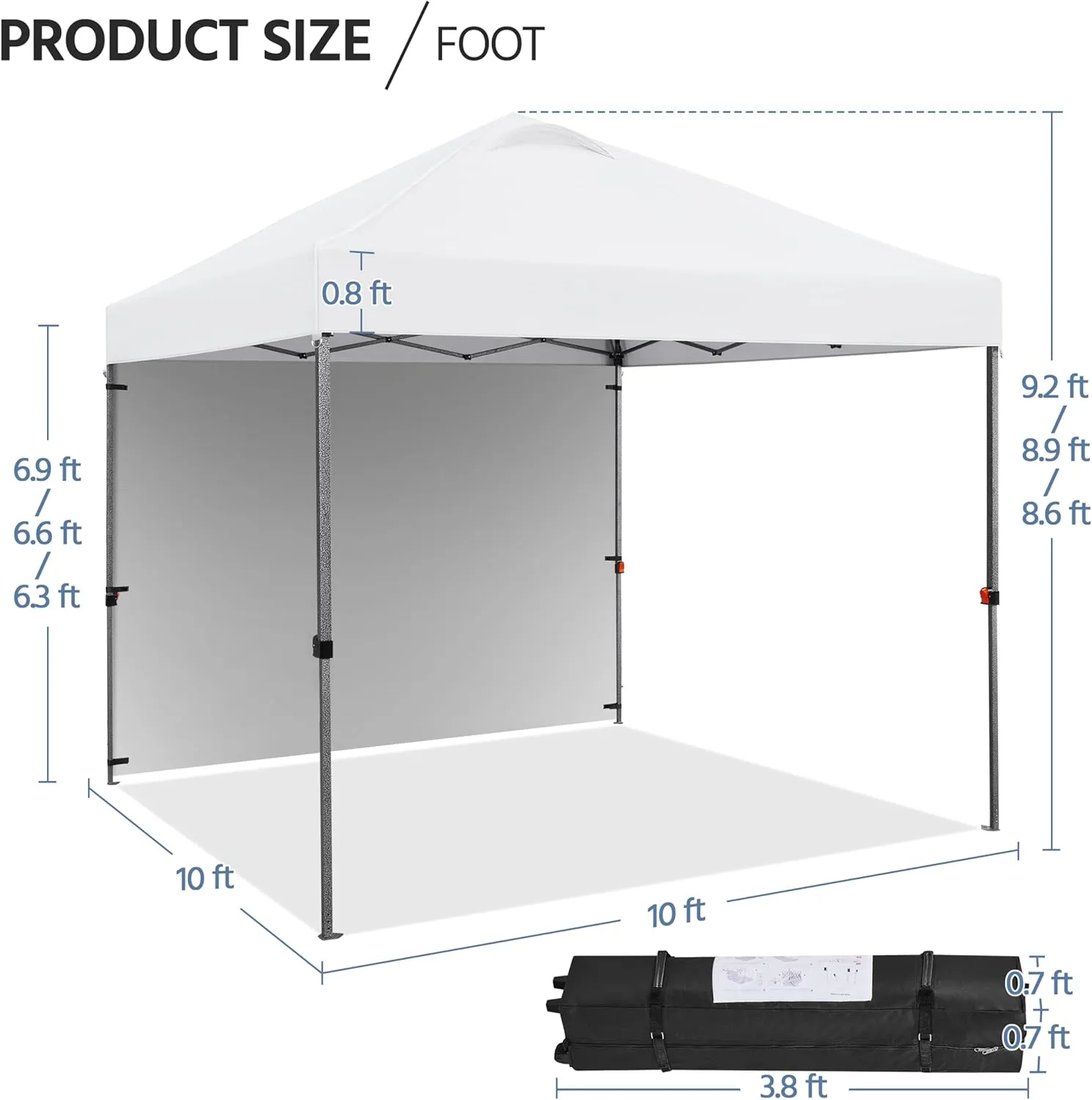 Yaheetech 10x10 Pop up Canopy Tent w/1 Sidewall, Instant Commercial 150D Silver Coated Fabric Outdoor Instant Tent w/Wheeled Bag, 4 Sandbags, 8 Stakes & 4 Ropes for Parties, Camping, Beach, White